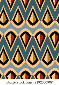 Abstract Hand Drawing Ethnic Geometric Diamond Shapes Seamless Vector Pattern Isolated Background 