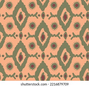 Abstract Hand Drawing Ethnic Geometric Ikat Motifs Argyle Shapes Seamless Vector Pattern Isolated Background 