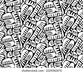 Abstract Hand Drawing Ethnic Geometric Shapes Seamless Vector Pattern Isolated Background