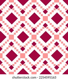 Abstract Hand Drawing Ethnic Geometric Squares Seamless Mosaic Vector Pattern Isolated Background