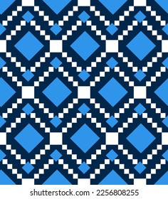 Abstract Hand Drawing Ethnic Geometric Squares Seamless Mosaic Vector Pattern Isolated Background