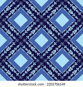 Abstract Hand Drawing Ethnic Ornamental Floral Rhombus Square Borders Seamless Vector Pattern Isolated Background 