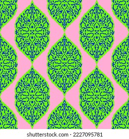 Abstract Hand Drawing Ethnic Ornamental Lace Motif Tile Damask Seamless Vector Pattern Isolated Background