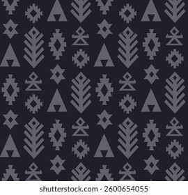 Abstract Hand Drawing Ethnic Traditional Turkish Ornamental Motives Icons Symbols Seamless Vector Pattern Isolated Background