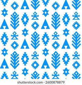 Abstract Hand Drawing Ethnic Traditional Turkish Ornamental Motives Icons Symbols Seamless Vector Pattern Isolated Background