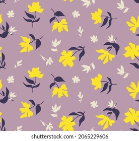 Abstract Hand Drawing Exotic Tropical Flowers and Leaves Seamless Vector Pattern Isolated Background