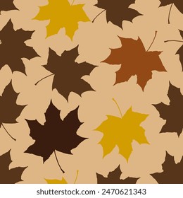 Abstrakte Handzeichnung Falling Maple Leaves Seamless Vektorgrafik Pattern Isolated Hintergrund	

