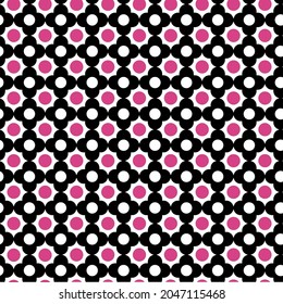 Abstract Hand Drawing Floral Retro Geometric Shapes and Dots Seamless Vector Pattern Isolated Background