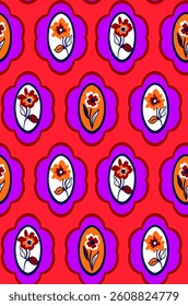 Abstract Hand Drawing Floral Vintage Stickers Seamless Art Deco Wallpaper Vector Pattern Isolated Background