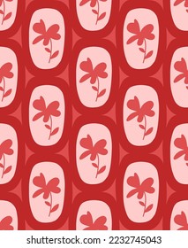 Abstract Hand Drawing Flower Frames Seamless Art Deco Retro Vector Pattern Isolated Background