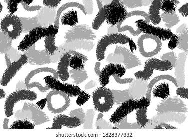 Abstract Hand Drawing Furry Brush Strokes Geometric Shapes Repeating Vector Pattern Isolated Background