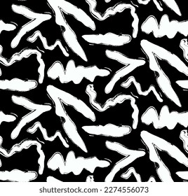 Abstract Hand Drawing Furry Brush Strokes Geometric Zebra Tiger Stripes Seamless Animal Skin Vector Pattern Isolated Background 
