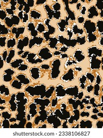 Abstract Hand Drawing Furry Leopard Cheetah Panther Animal Skin Seamless Vector Pattern Isolated Background