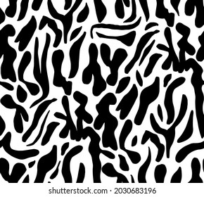 Abstract Hand Drawing Geometric Animal Zebra Strokes Camouflage Seamless Vector Pattern Isolated Background