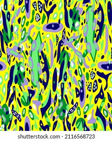 Abstract Hand Drawing Geometric Animal Skin Leopard Shapes Seamless Vector Pattern Isolated Background