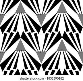 Resumen Dibujo A Mano Geométrico Art Deco Patrón Vector Repetidor Fondo aislado