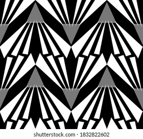 Resumen Dibujo A Mano Geométrico Art Deco Patrón Vector Repetidor Fondo aislado