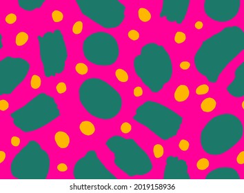 Abstract Hand Drawing Geometric Brush Strokes Bubbles and Dots Seamless Vector Pattern Isolated Background