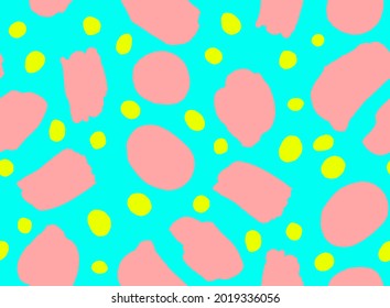 Abstract Hand Drawing Geometric Brush Strokes Bubbles and Dots Seamless Vector Pattern Isolated Background