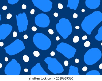 Abstract Hand Drawing Geometric Brush Strokes Bubbles and Dots Seamless Vector Pattern Isolated Background