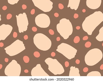 Abstract Hand Drawing Geometric Brush Strokes Bubbles and Dots Seamless Vector Pattern Isolated Background