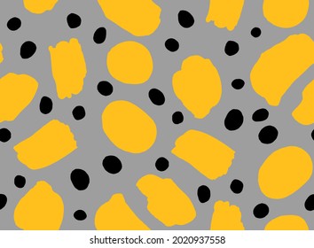 Abstraktes Handziehen Geometrischer Pinselstriche Blasen und Punkte Nahtloses Vektormuster, isolierter Hintergrund