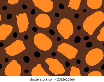 Abstraktes Handziehen Geometrischer Pinselstriche Blasen und Punkte Nahtloses Vektormuster, isolierter Hintergrund