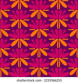 Abstract Hand Drawing Geometric Butterfly Dragonfly Seamless Vector Pattern Isolated Background 