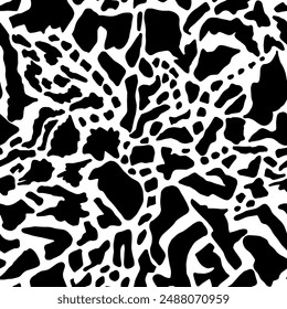 Abstract Hand Drawing Geometric Camouflage Dots Cow Giraffe Leopard Cheetah Animal Skin Shapes Seamless Vector Pattern Isolated Background