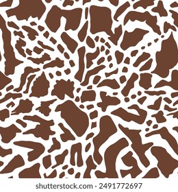 Abstract Hand Drawing Geometric Camouflage Dots Cow Giraffe Leopard Cheetah Animal Skin Shapes Seamless Vector Pattern Isolated Background