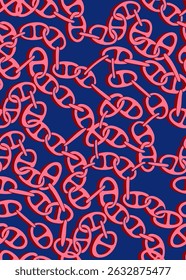 Abstract Hand Drawing Geometric Chains Seamless Vector Pattern Isolated Background