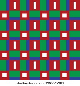 Abstract Hand Drawing Geometric Checkered Squares Blocks Seamless Vector Pattern Isolated Background