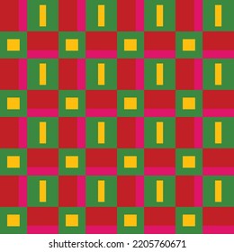 Abstract Hand Drawing Geometric Checkered Squares Blocks Seamless Vector Pattern Isolated Background