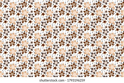 Abstract Hand Drawing Geometric Childish Daisy Ditsy Flowers and Dots Repeating Vector Pattern Isolated Background 