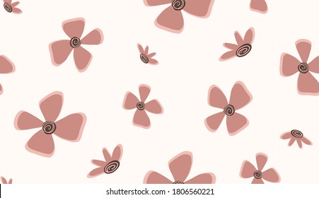 Abstract Hand Drawing Geometric Christmas Clover Flowers Repeating Vector Pattern Isolated Background 