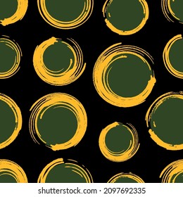 Abstract Hand Drawing Geometric Circles Retro Dots Seamless Vector Pattern Isolated Background  