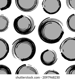 Abstract Hand Drawing Geometric Circles Retro Dots Seamless Vector Pattern Isolated Background  
