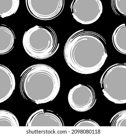 Abstract Hand Drawing Geometric Circles Retro Dots Seamless Vector Pattern Isolated Background  