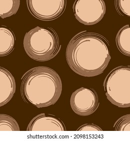 Abstract Hand Drawing Geometric Circles Retro Dots Seamless Vector Pattern Isolated Background  