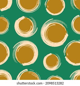 Abstract Hand Drawing Geometric Circles Retro Dots Seamless Vector Pattern Isolated Background  