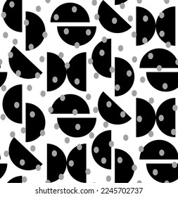 Abstract Hand Drawing Geometric Circles Polka Dots Seamless Retro Vector Pattern Isolated Background