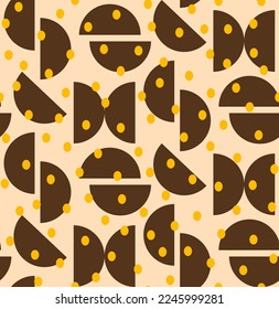Abstract Hand Drawing Geometric Circles Polka Dots Seamless Retro Vector Pattern Isolated Background