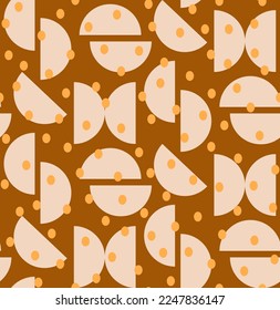 Abstract Hand Drawing Geometric Circles Polka Dots Seamless Retro Vector Pattern Isolated Background