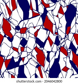 Abstract Hand Drawing Geometric Cracked Camouflage Marble and Triangles Seamless Vector Pattern Isolated Background 