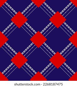 Abstract Hand Drawing Geometric Cross Dashed Lines Checkered Plaid Tartan Seamless Vector Pattern Isolated Background