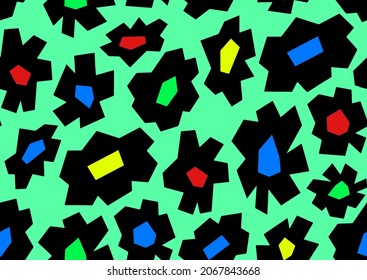 Abstract Hand Drawing Geometric Daisy Flowers Seamless Vector Pattern Isolated Background