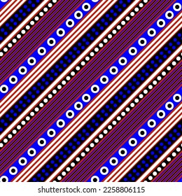 Abstract Hand Drawing Geometric Diagonal Polka Dots and Stripes Seamless Vector Pattern Isolated Background 