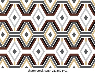 Abstract Hand Drawing Geometric Diamond Argyle Shapes Strokes Seamless Tile Vector Pattern Isolated Background