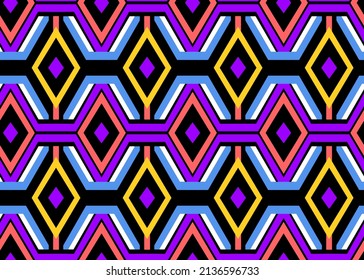 Abstract Hand Drawing Geometric Diamond Argyle Shapes Strokes Seamless Tile Vector Pattern Isolated Background