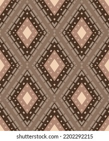 Abstract Hand Drawing Geometric Diamond Argyle Shapes Seamless Ethnic Bohemian Traditional Vector Pattern Isolated Background